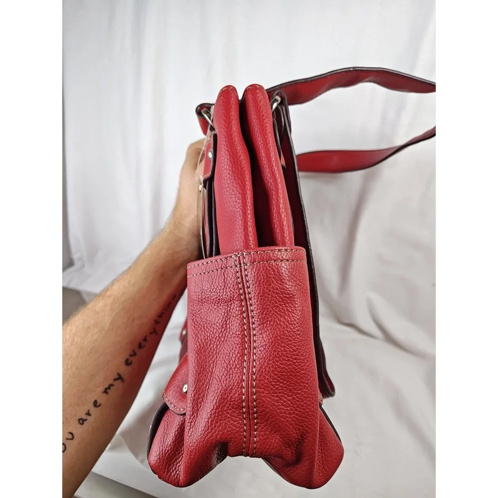 Tignanello Red Leather Perfect 10 Studded Shopper Tote Shoulder Bag NWT T98530